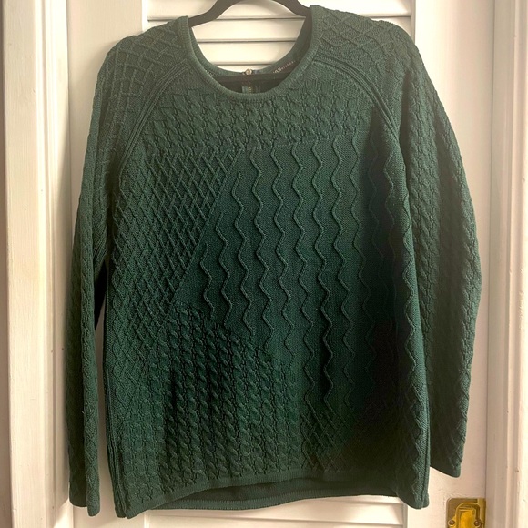 Design History Size Large Hunter Green Intricately Woven Sweater w/Back Zip - Picture 1 of 5